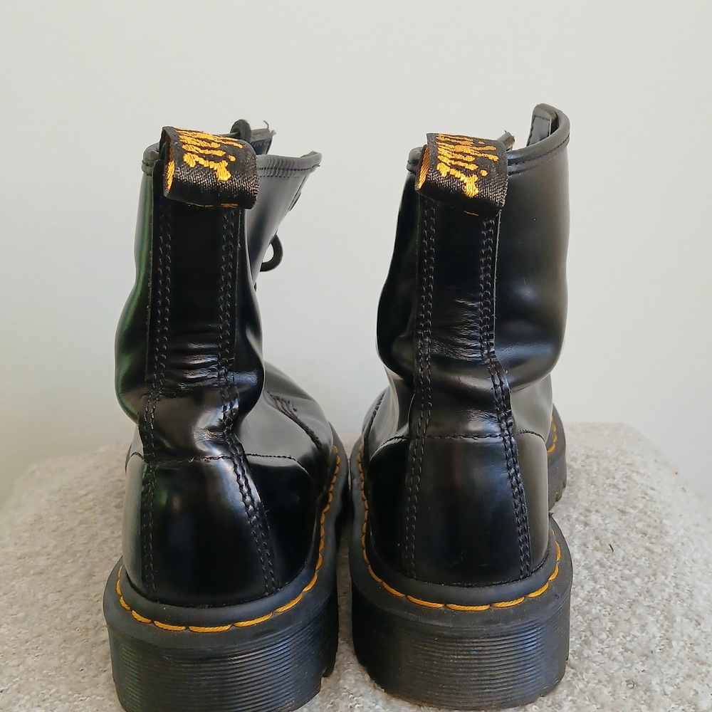 ⚫️💅 Dr. Martens Black Leather Platform Boots Size 8 - Picture 5 of 10